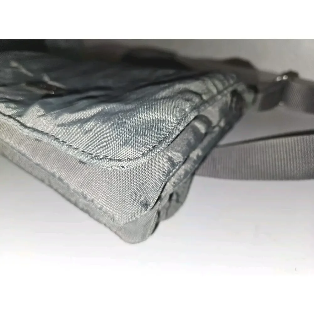 Baggallini Multi Zipper Crossbody Bag Gray Nylon Multi Pocket 9x7.5x5